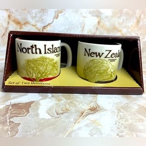 2008 Starbucks NEW ZEALAND and NORTH ISLAND You Are Here Expresso Mugs 3 Fl. Oz.